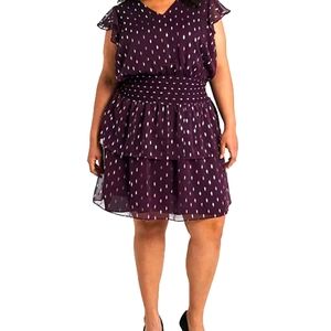 1.STATE PURPLE PLUS SIZE FOIL-PRINT DEEP PLUM